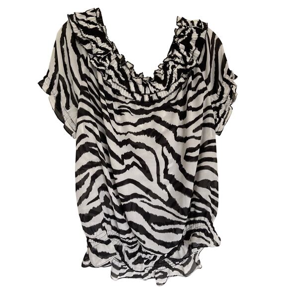 New Allison Taylor Zebra Print Semi Sheer XL Top - Picture 5 of 6